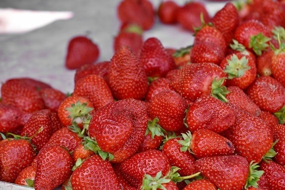 marknad, frukt, bär, läckra, mat, jordgubbar, jordgubbe, näringslära, Söt, blad
