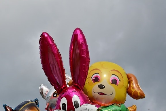 hélium, plastové, bublina, hračka, tradiční, králík, umění, fantazie, zábava, barevné