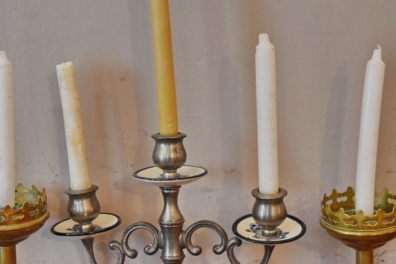 antiquity, detail, silver, candle, antique, retro, old, brass, traditional, indoors