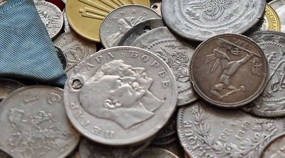 staroveku, detail, podnikanie, hotovosť, mince, mince, meny, dolár, hospodárstvo, Euro