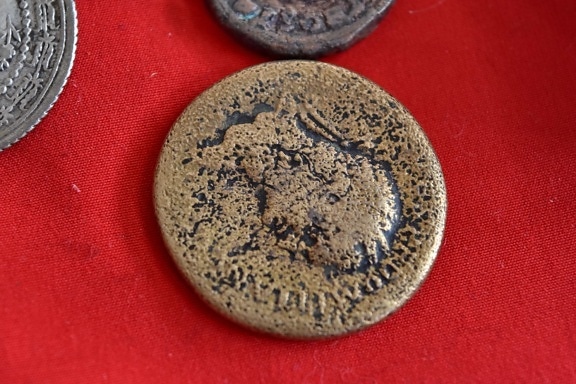antiquity, coins, history, metal, old, brown, indoors, round, shining, texture