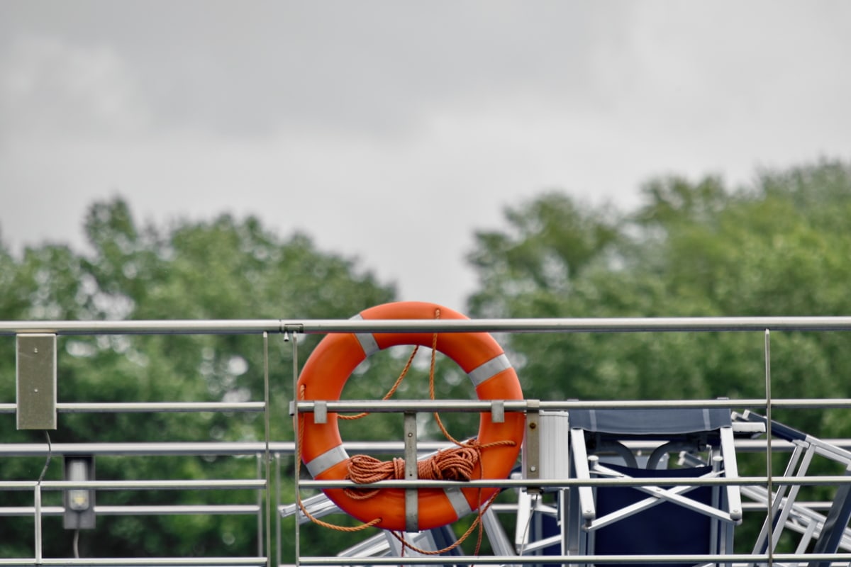 deck, fence, ship, equipment, life preserver, float, outdoors, summer, safety, emergency
