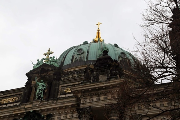 Berlin, Gereja, menara gereja, Jerman, emas, arsitektur, Katedral, Kota, penutup, bangunan