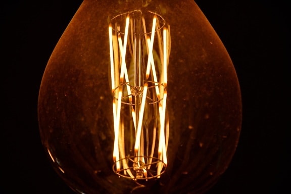 detail, light bulb, luminescence, wires, wire, electricity, lamp, illuminated, dark, light