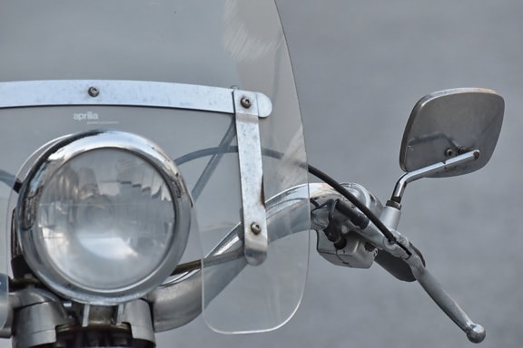 gearshift, headlight, moped, windshield, chrome, classic, cloud, detail, details, equipment