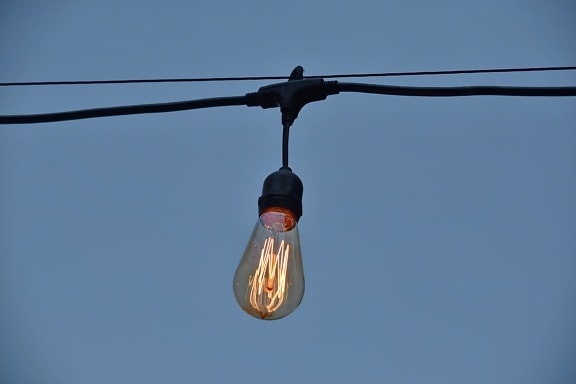 light bulb, cable, cloud, detail, details, electric, electricity, glass, high, illuminated