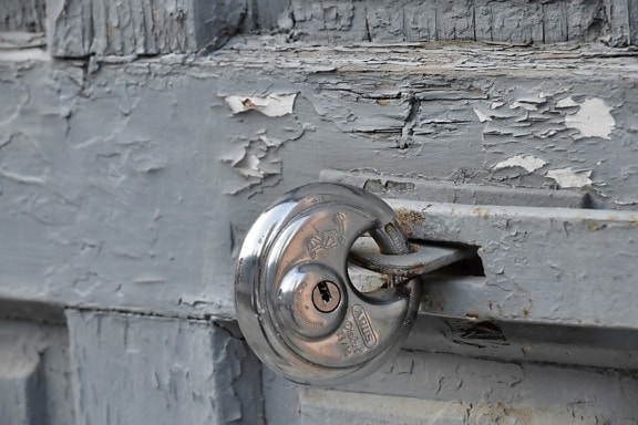 chrome, front door, handmade, metal, padlock, lock, old, security, door, steel