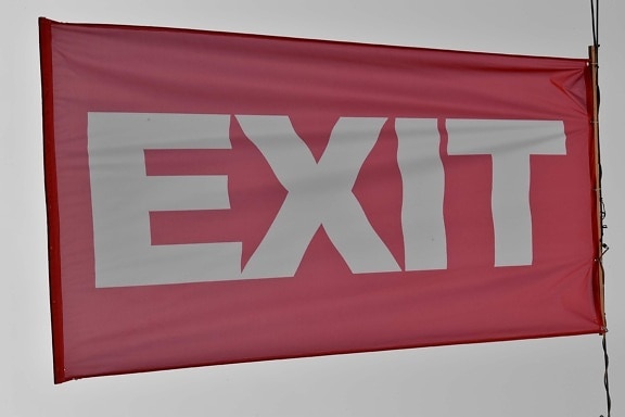 detail, exit, red, flag, emblem, wind, symbol, banner, painting, sign
