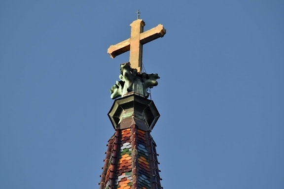 Katedra, cewnik, chrześcijaństwo, kolorowe, Krzyż, złota, punkt orientacyjny, Struktura, posąg, architektura