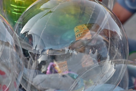 ball-shaped, balloon, colourful, material, plastic, reflection, rubber, toys, urban area, fine
