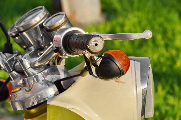 brake, handle, moped, steering wheel, device, outdoors, nature, summer, chrome, vehicle