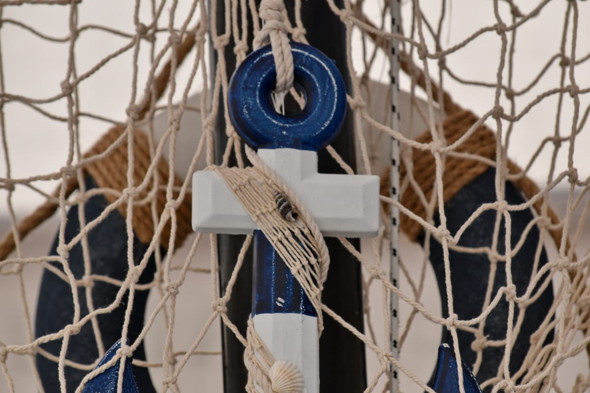 anchor, detail, miniature, wood, knot, lock, fastener, rope, web, equipment