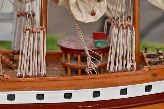 μοντέλο, πλοίο, παιχνίδια, παραδοσιακό, σχοινί, ξύλο, Χειροποίητο, ρετρό, παλιά, σκάφη