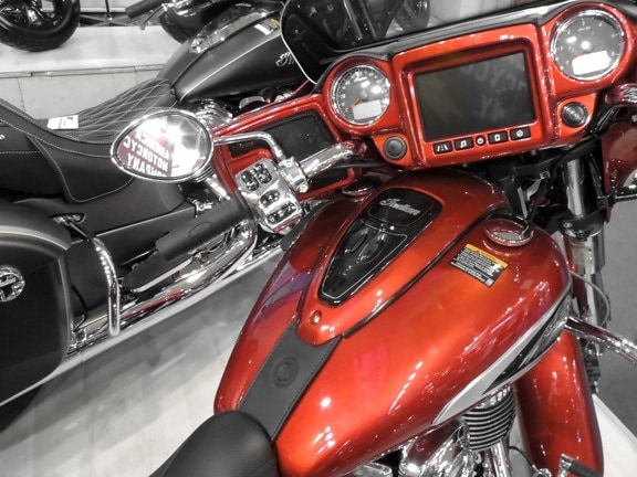 metallic, motorcycle, reddish, vehicle, chrome, seat, classic, drive, bike, transportation