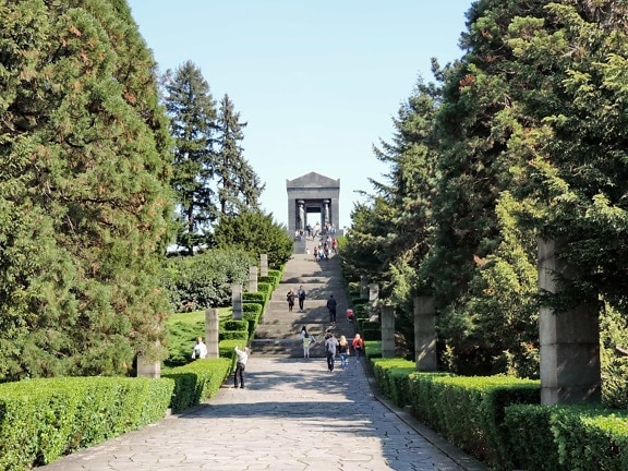 cemetery, crowd, grave, hillside, memorial, Serbia, tourism, tourist attraction, tree, garden