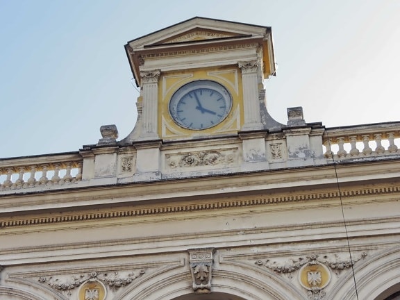 analog clock, baroque, capital city, facade, architecture, structure, clock, arch, building, memorial