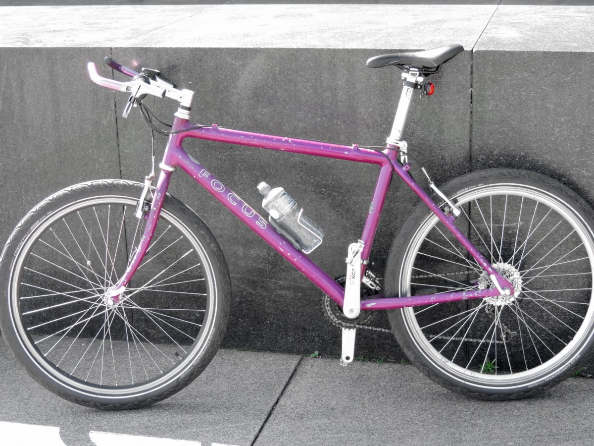 márvány, hegyi kerékpár, rózsaszín, utca, fal, ciklus, kerékpározás, kerékpár, ülés, kerék