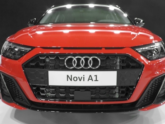 hood, metallic, red, Audi sports car, windshield, automobile, chrome, vehicle, car, fast