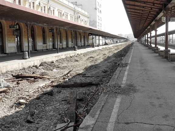 abandoned, capital city, exterior, railway station, reconstruction, road, street, empty, architecture, railway