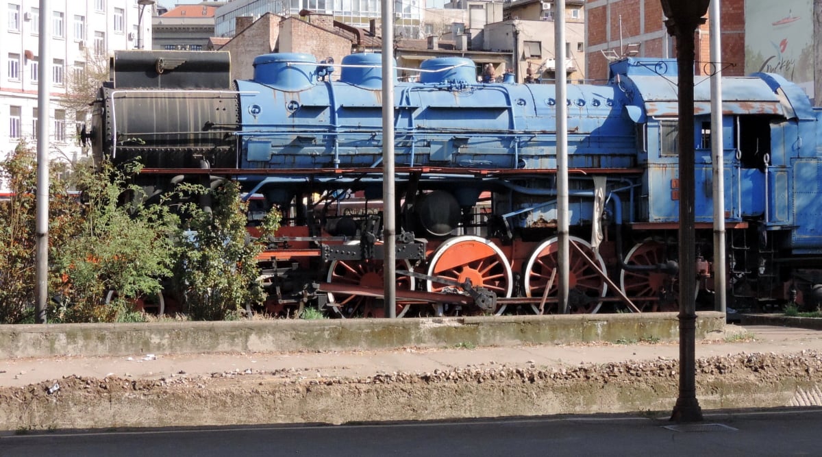 napušteno, tereta, lokomotiva, stari, željeznički kolodvor, parni stroj, vlak, motor, željeznička pruga, parna lokomotiva