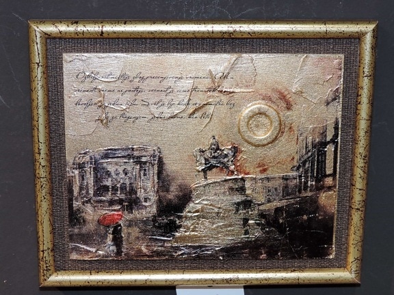 frame, text, painting, art, old, retro, antique, vintage, decoration, wall