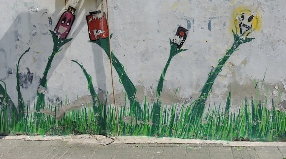 kunst, gade, urban, maleri, graffiti, kunstneriske, beskidt, kreativitet, blomst, gamle