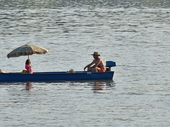 csónak, élvezet, család, nyári szezon, víz, emberek, Halász, vízijármű, folyó, ember