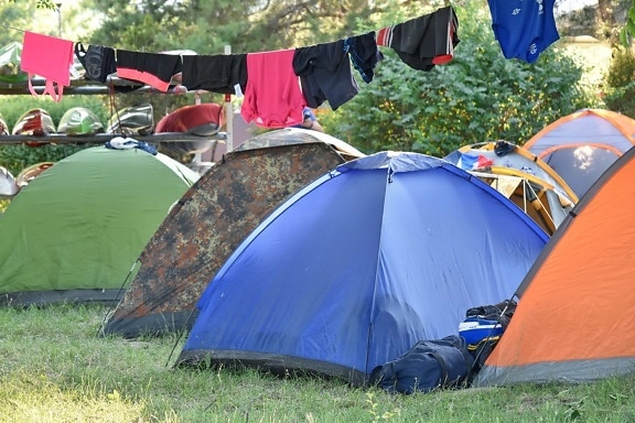 asuntoauto, Camping, Campus, vapaa-aika, teltta, leiri, leirintäalue, kesällä, ulkona, ruoho
