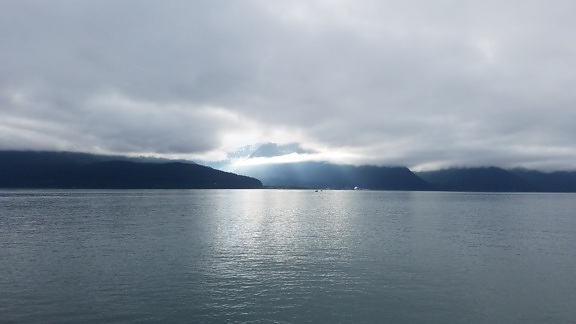 bahía, hay niebla, horizonte, Océano, junto al lago, agua, paisaje, Costa, naturaleza, Mar