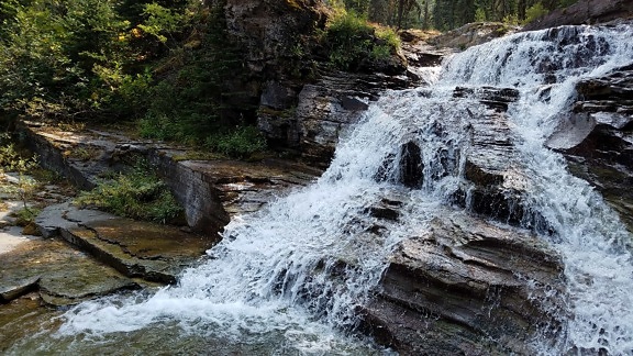 cascata, flusso, diretta streaming, orizzontale, canale, natura, cascata, fiume, acqua, tempo libero