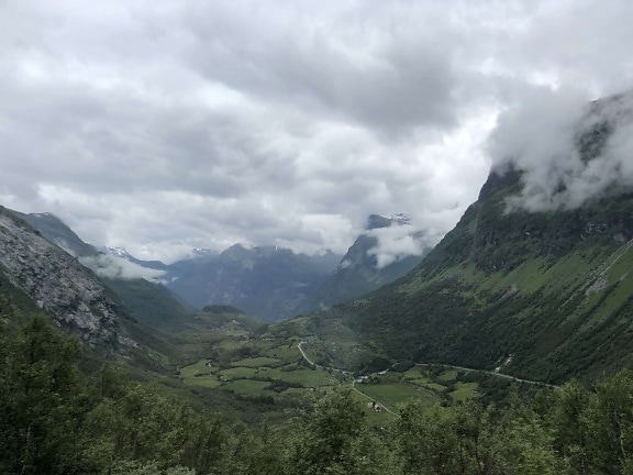 vallei, berg, hoogland, landschap, Bergen, natuur, mist, hout, water, wandeling