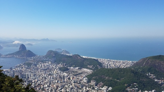 антенна, залив, городской пейзаж, склон горы, океан, Рио-де-Жанейро, путешествия, диапазон, Гора, пейзаж