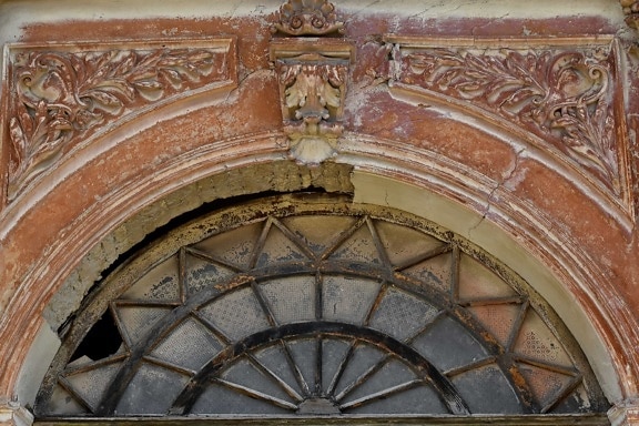 abandonado, arch., sucio, fachada, alivio de la, ventana, antigua, antiguo, arquitectura, estilo arquitectónico