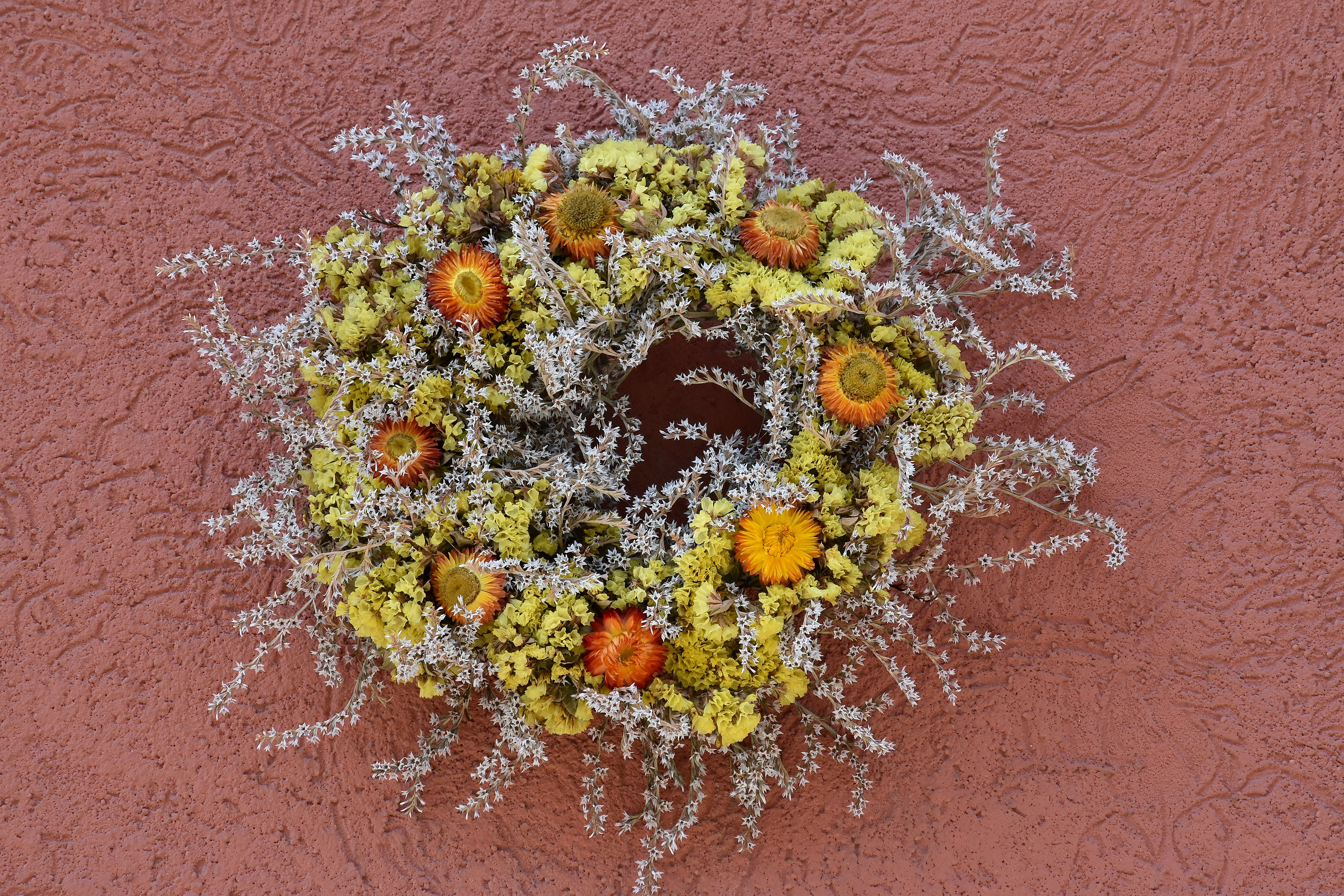 フリー写真画像 サークル 装飾的です 乾燥 花 図形 スティル ライフ Wall 自然 花 テクスチャ