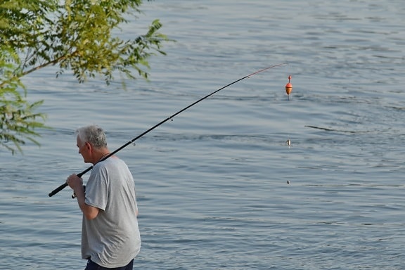 hook, fishing rod, fisherman, sport, water, fish, angler, bait, lake, river