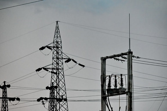 Draht, Kabel, Spannung, Verteilung, Turm, Strom, Pylon, Technologie, Branche, Übertragung