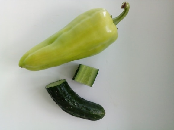 bell pepper, cucumber, greenish yellow, organic, vegetables, vegetarian, diet, yellow, healthy, vegetable