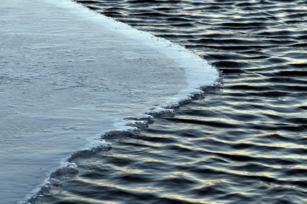 冷たい水, 地平線, 氷の結晶, 氷の水, 波, 冬, 水, 海, バリア, 反射