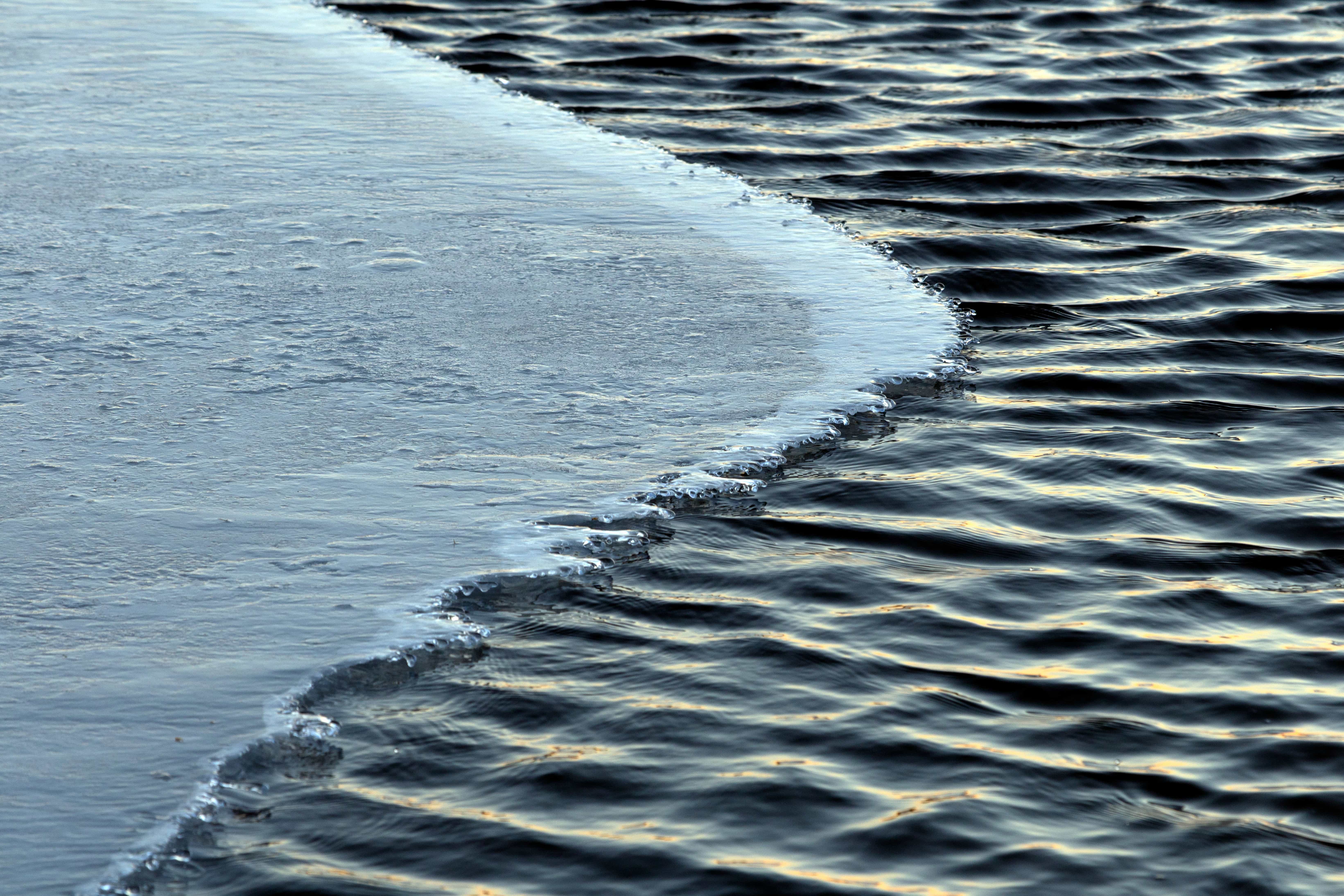 Free Picture Cold Water Horizon Ice Crystal Ice Water Waves Winter Water Sea Barrier Reflection