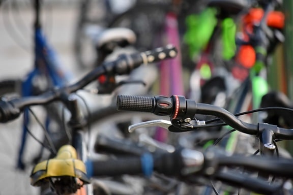 bicycle, many, parking lot, bike, wheel, vehicle, detail, exercise, outdoors, blur