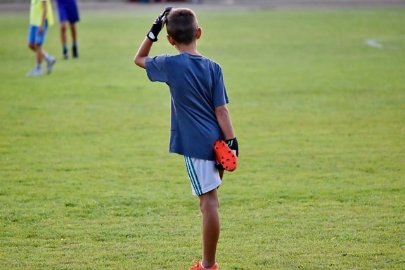 boys, football player, sport, ball, grass, active, player, competition, game, fun