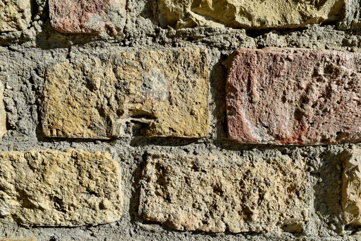 cegły, ściana, stary, cementu, kamień, szorstki, Cegła, architektura, brudne, tekstury