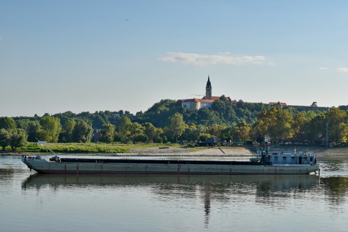 Barka, Zamek, krajobraz, Rzeka, wody, Struktura, Most, jednostki pływające, Łódź, pojazd