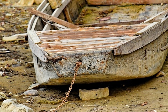elhagyott, strand, fogszuvasodás, elhagyott, hajó, régi, kézműves, fa, roncs, csónak