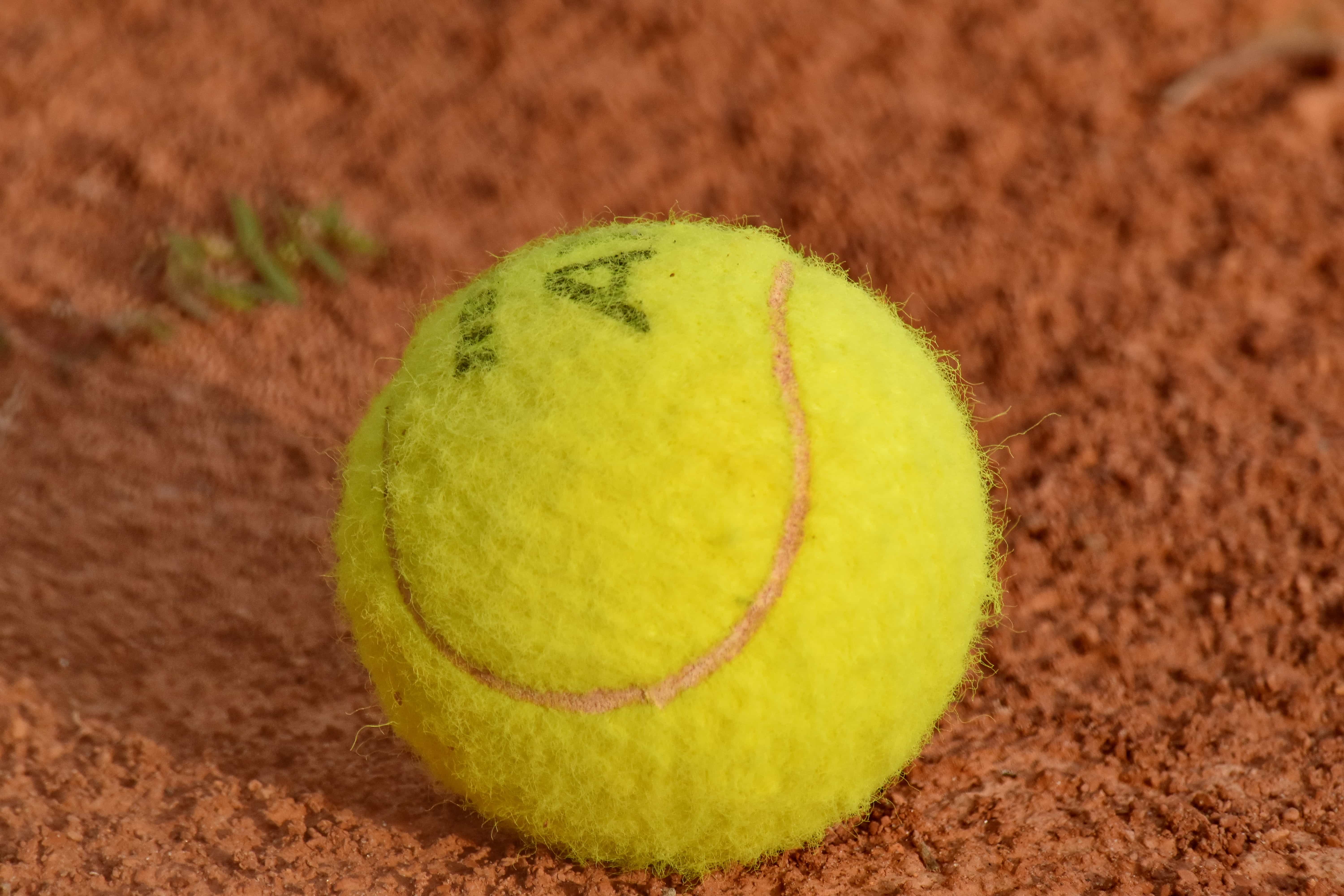 フリー写真画像 ボール 緑がかった黄色 テニスコート テニス ゲーム 競争 スポーツ 備品 地面 レクリエーション