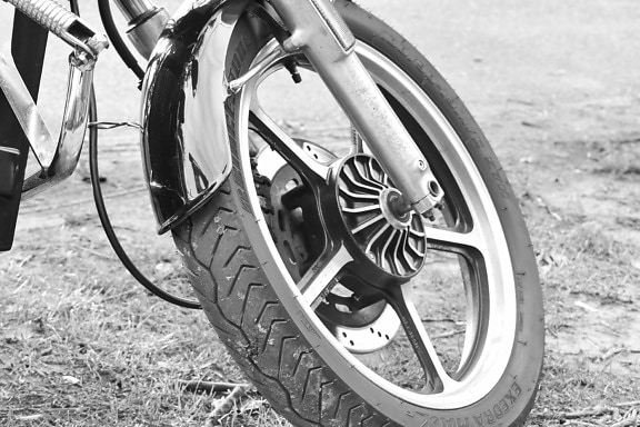 black and white, brake, tire, bike, device, wheel, vehicle, retro, vintage, chrome