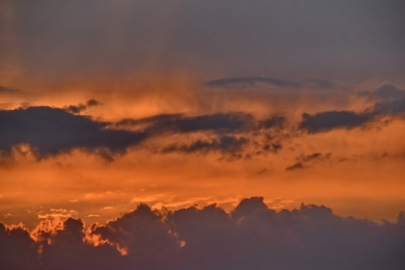 retroiluminada, clima, nubes, amarillo anaranjado, puesta de sol, Mancha solar, atmosfera, en la nube, amanecer, noche
