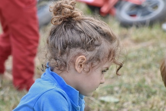 curl, hair, hairstyle, innocence, pretty, profile, child, nature, outdoors, cute