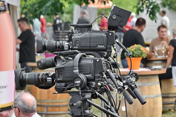 festival, interview, movie, video recording, equipment, lens, journalist, tripod, television, people