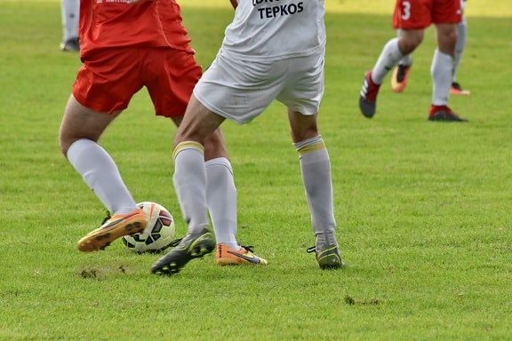 конкуренцията, футбол, футболист, обувки, трева, краката, футболна топка, футбол, играч, спорт